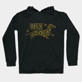 Dachshund in Gold Paisley pattern Hoodie